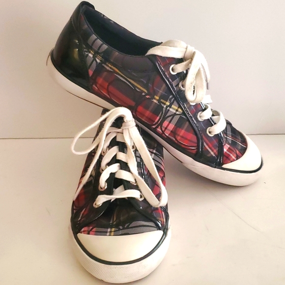 Coach Shoes - Coach Barrett Plaid Tartan Signature Sneakers Size 8B